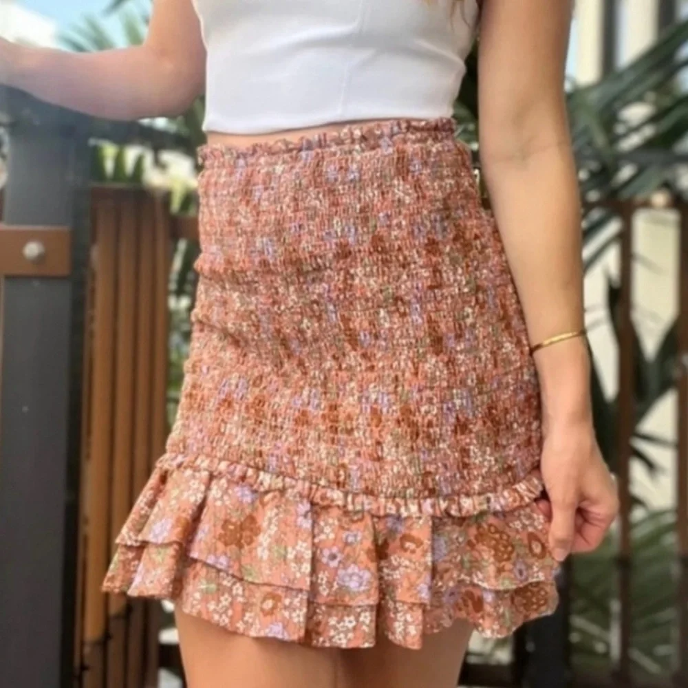 Veronica Beard Melodie Miniskirt in Coral Floral